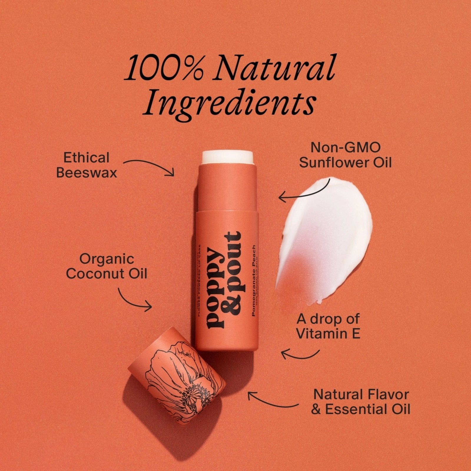 Pomegranate Peach Lip Balm - Poppy & Pout - Due To Joy - Baby Loss Resources and Miscarriage Gifts