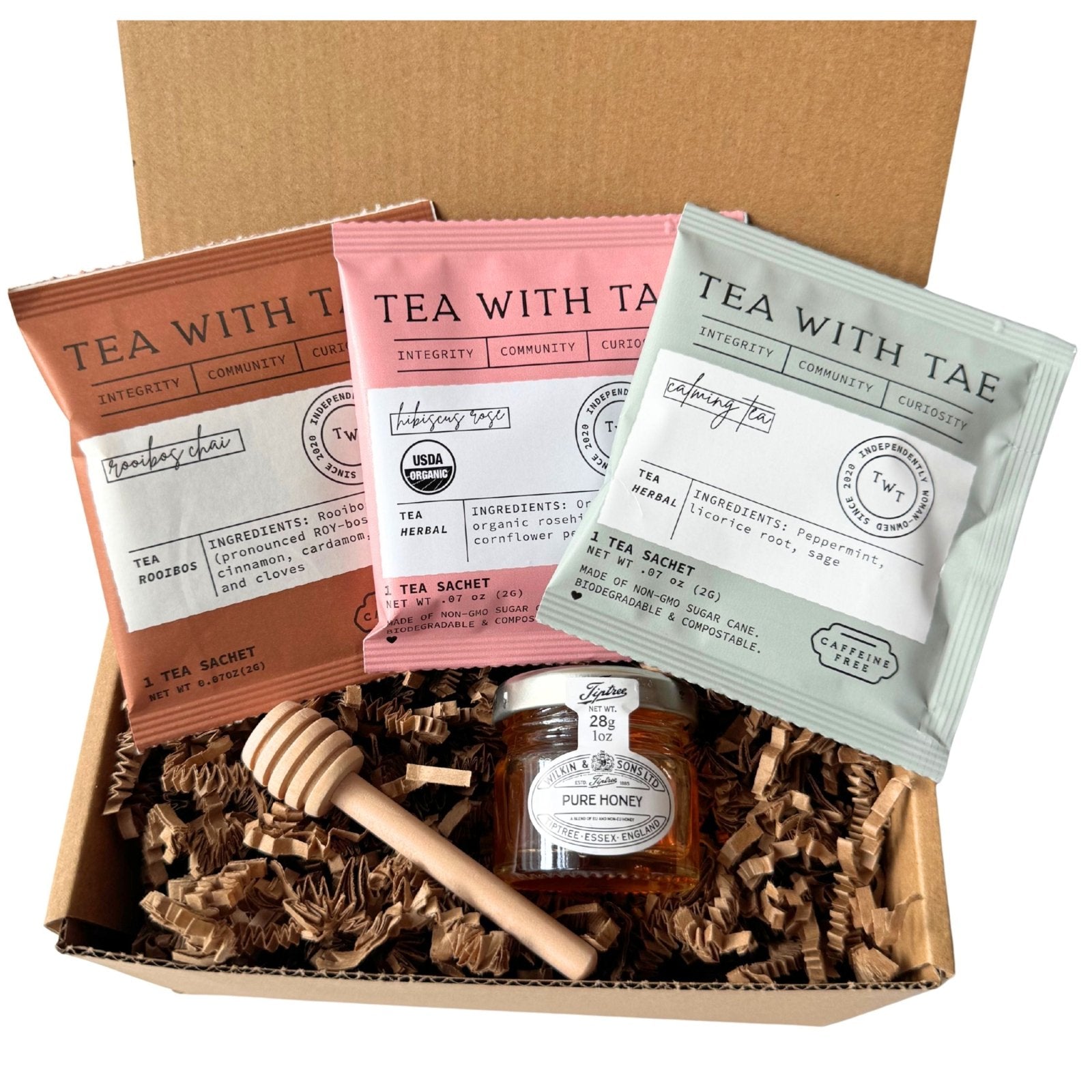 Tea Trio Gift Set - with honey and wooden stir stick - Due To Joy - Baby Loss Resources and Miscarriage Gifts