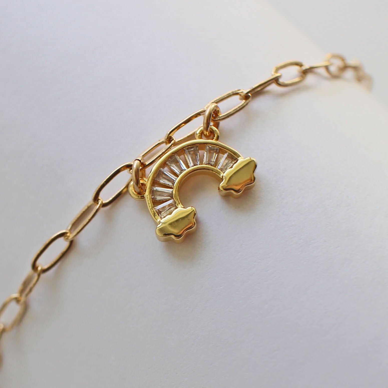 Gold Rainbow Paperclip Bracelet - Due To Joy