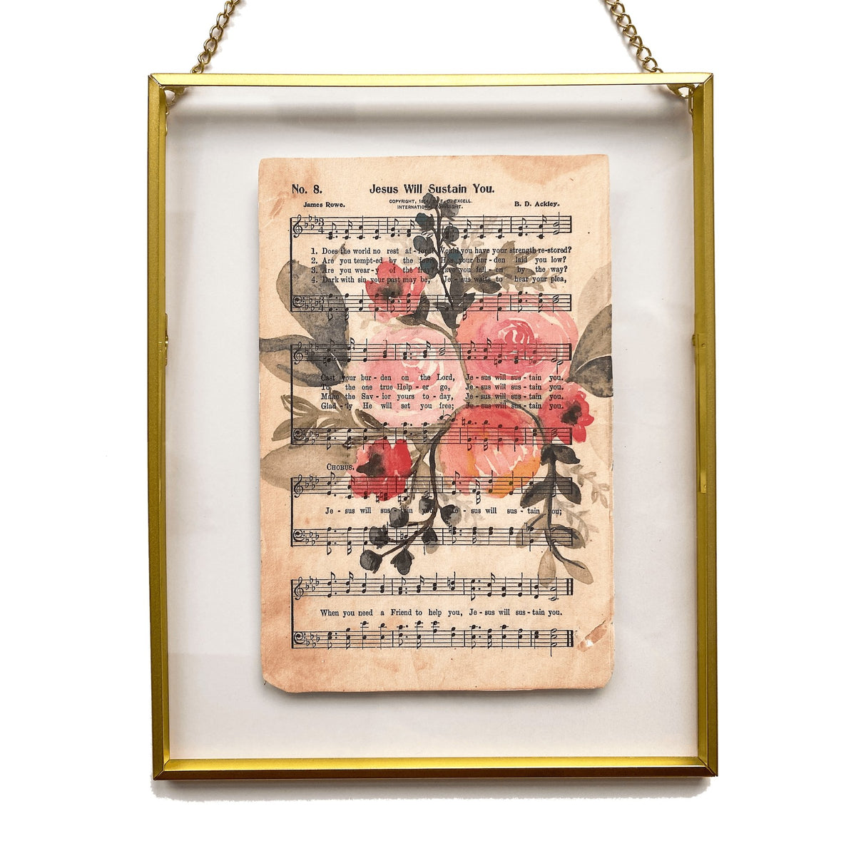 Jesus Will Sustain You - Watercolor Floral Hymn Print - Due To Joy