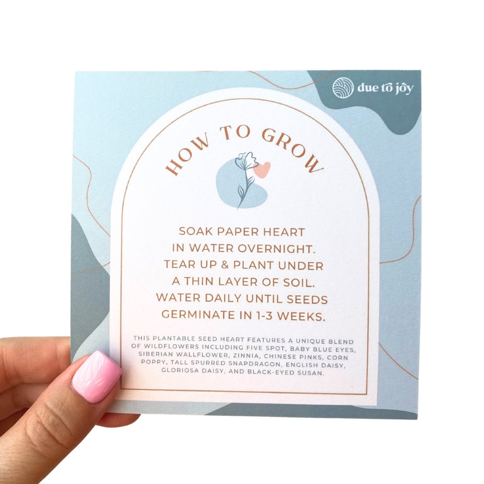 Plantable Seed Heart Card- Blue - Due To Joy - Baby Loss Resources and Miscarriage Gifts