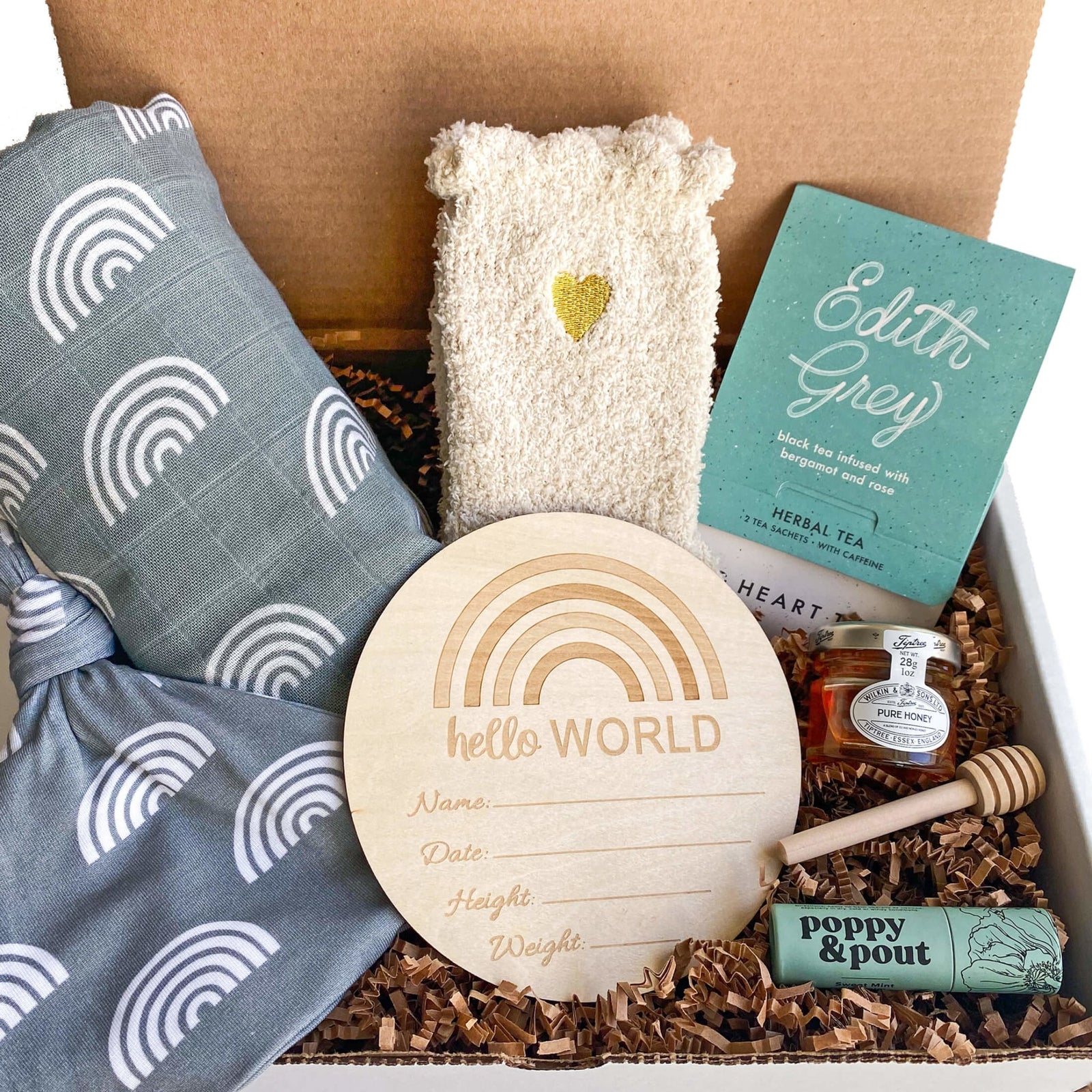 Sage Rainbow Swaddle - Gift Set - Due To Joy