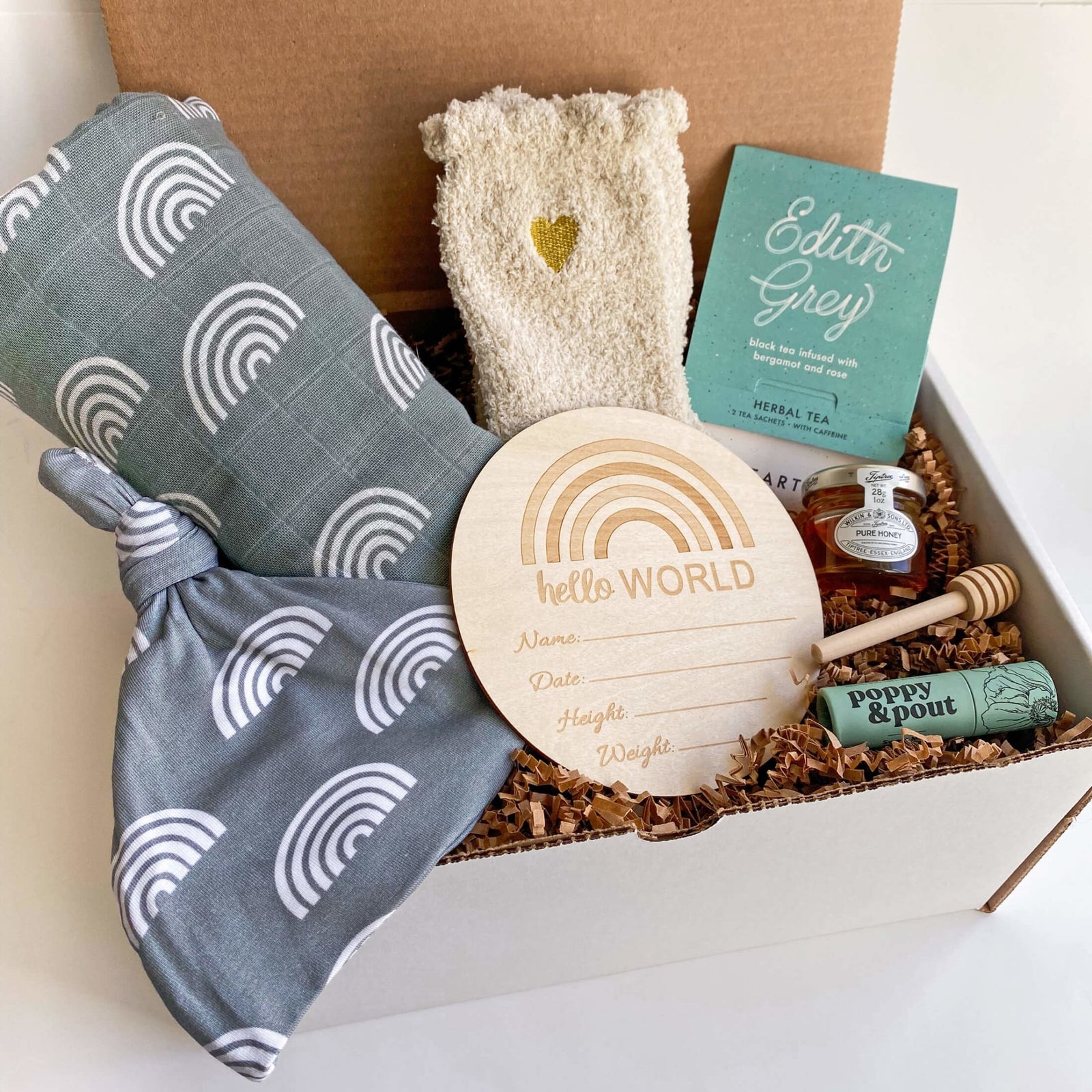 Sage Rainbow Swaddle - Gift Set - Due To Joy